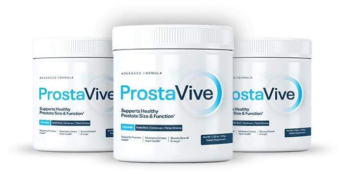 Three containers of ProstaVive prostate support powder